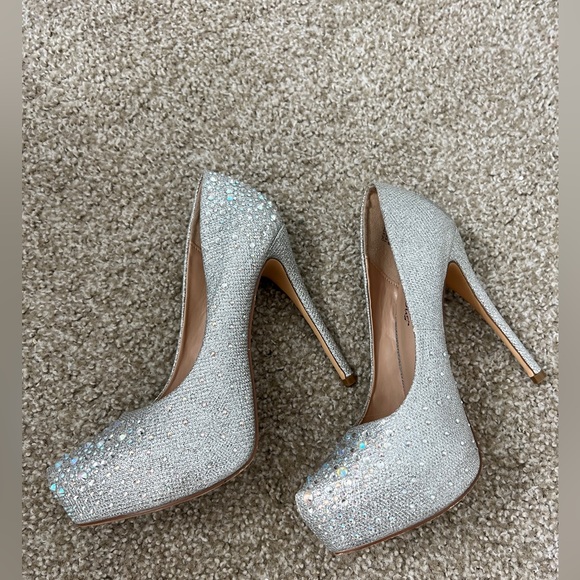 Silver fabulicious pleaser glitter shoes heels - Picture 8 of 10